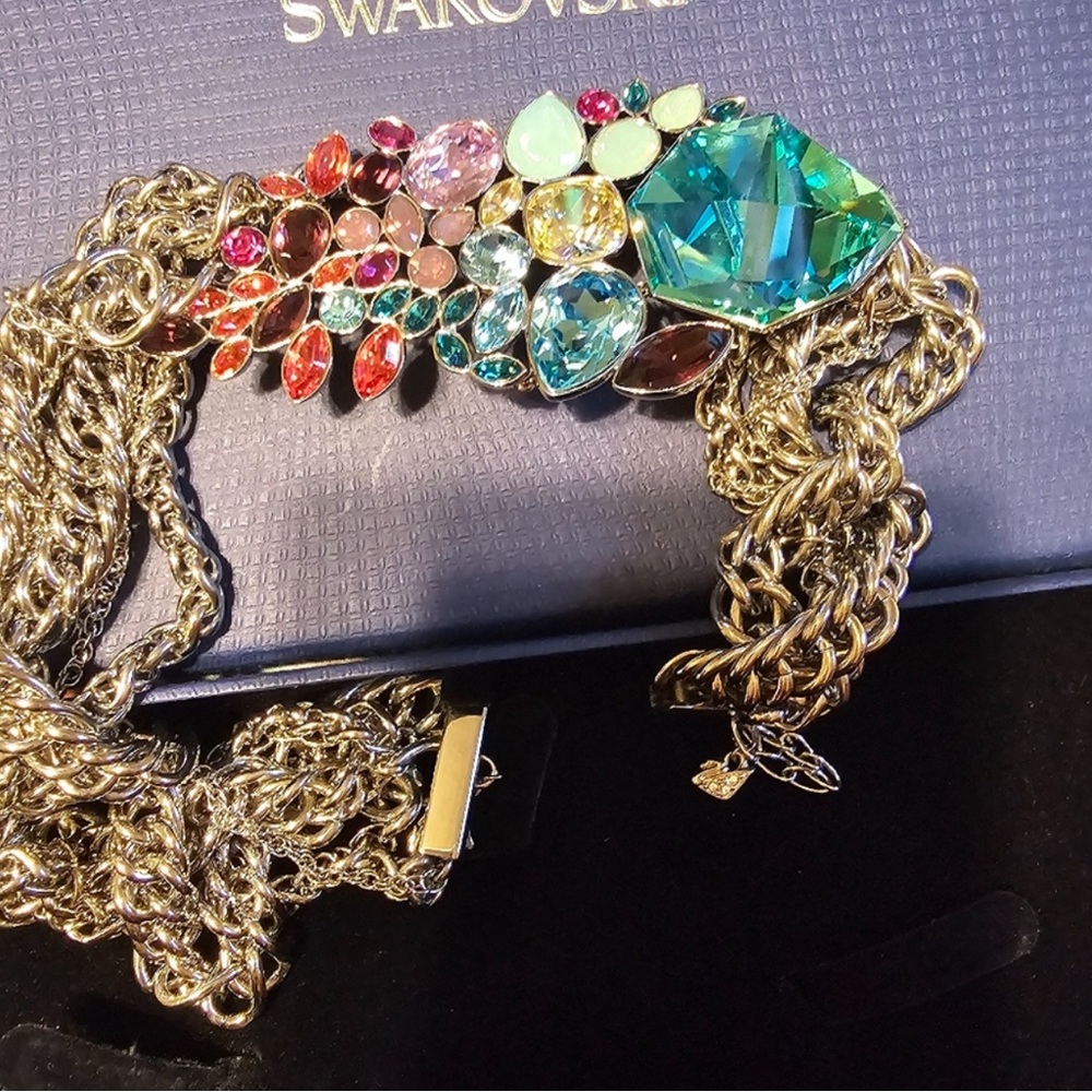Authentic Swarovski beautiful Multi Color Tropical Collar Necklace NIB. - Picture 10 of 15